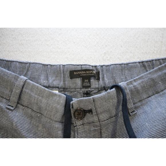 Banana Republic Aiden Shorts Relaxed Fit Plaid Linen Blend Mens Size 36 - Picture 2 of 3